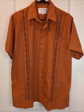 Mexico Lindo Guayabera Men's Shirt 40 Embroidered Cuban Camp Made In Mexico